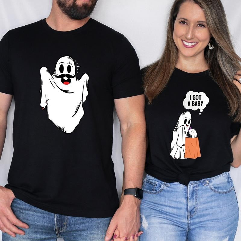 I Got Baby Matching Couples Halloween Baby Announcement Shirts Funny Ghoul Dad Pregnant Wife Halloween New Parents Be Baby Shower Party T-Shirts, Hoodie, Sweatshirt - T-Shirt, Sweatshirt, Hoodie
