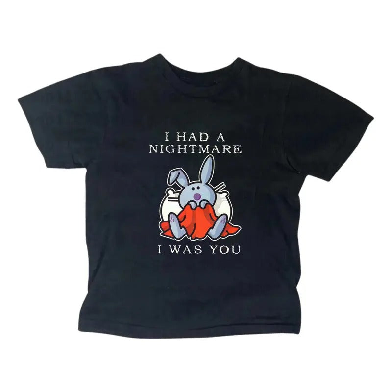 I Had Nightmare Happy Bunny Baby Gothic Emo Girl Top Scene 2000s Y2k Top Streetwear Casual Cotton Short Sleeve Her T-Shirts, Hoodie, Sweatshirt - T-Shirt, Sweatshirt, Hoodie