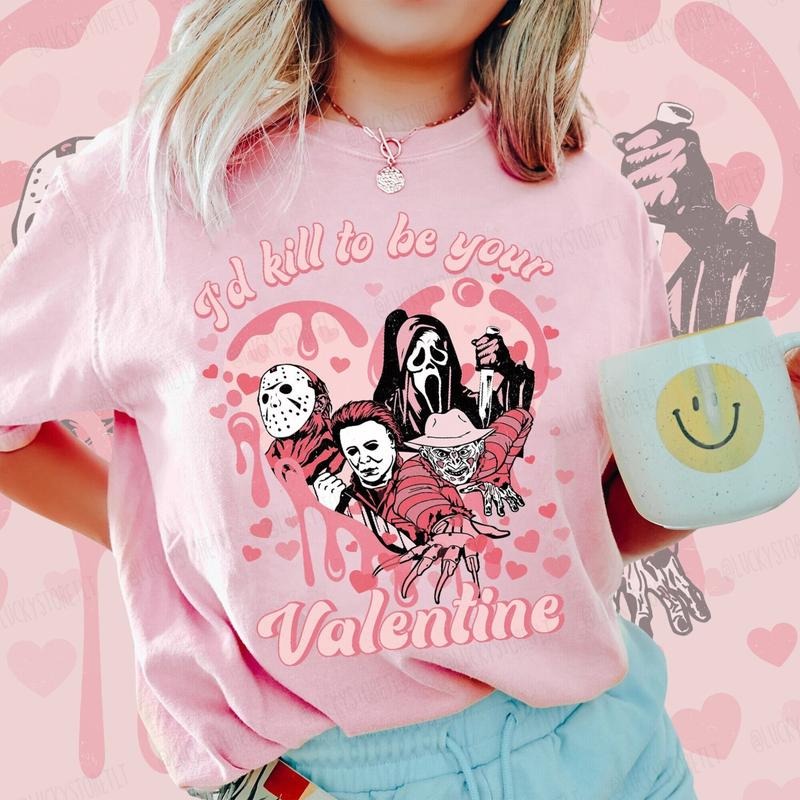 I Kill Be Your Valentine Creepy Shirt Valentine Horror Characters Shirt Cute Valentine Valentine Matching Shirt Valentine Shirt Horror Fan Horror Movie Valentine Shirt T-Shirts, Hoodie, Sweatshirt - T-Shirt, Sweatshirt, Hoodie