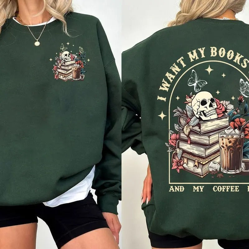 I Like My Books Spicy My Coffee Icy Bookish Coffee Book Spicy Book Reading Coffee Soft Comfort Long Sleeves Fabric T-Shirts, Hoodie, Sweatshirt - T-Shirt, Sweatshirt, Hoodie