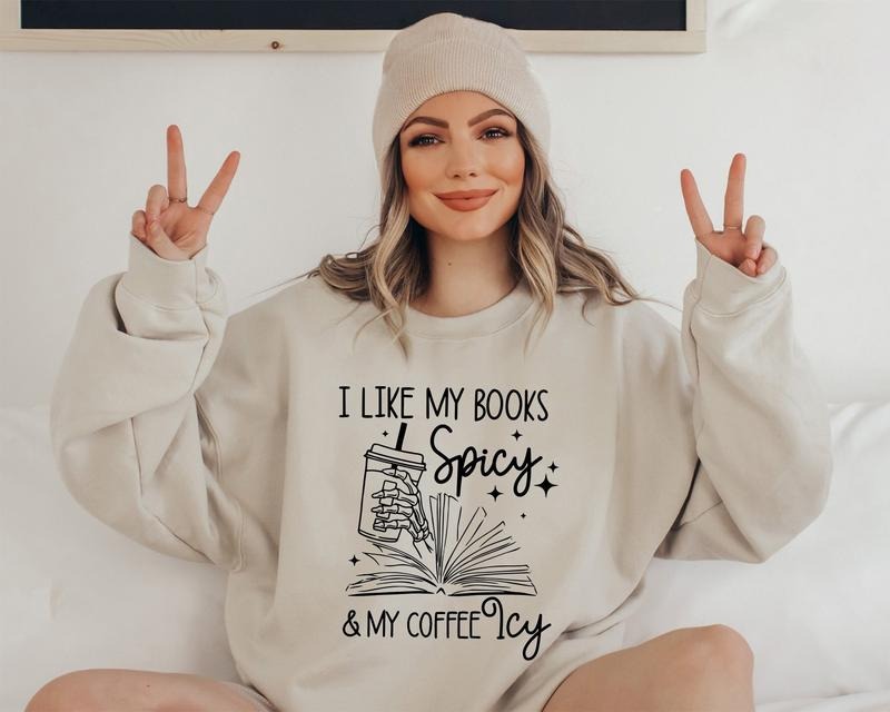 I Like My Books Spicy My Coffee Icy Spicy Books Skeleton Hand Iced Coffee Smut Lovers Book Lover T-Shirts, Hoodie, Sweatshirt - T-Shirt, Sweatshirt, Hoodie