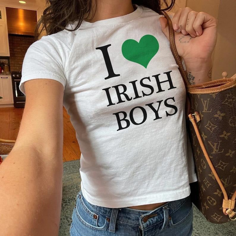 I Love Irish Baby Y2K St Paddy Baby St Patricks Day Fitted Y2K Top 90s Coquette Baby T-Shirts, Hoodie, Sweatshirt - T-Shirt, Sweatshirt, Hoodie