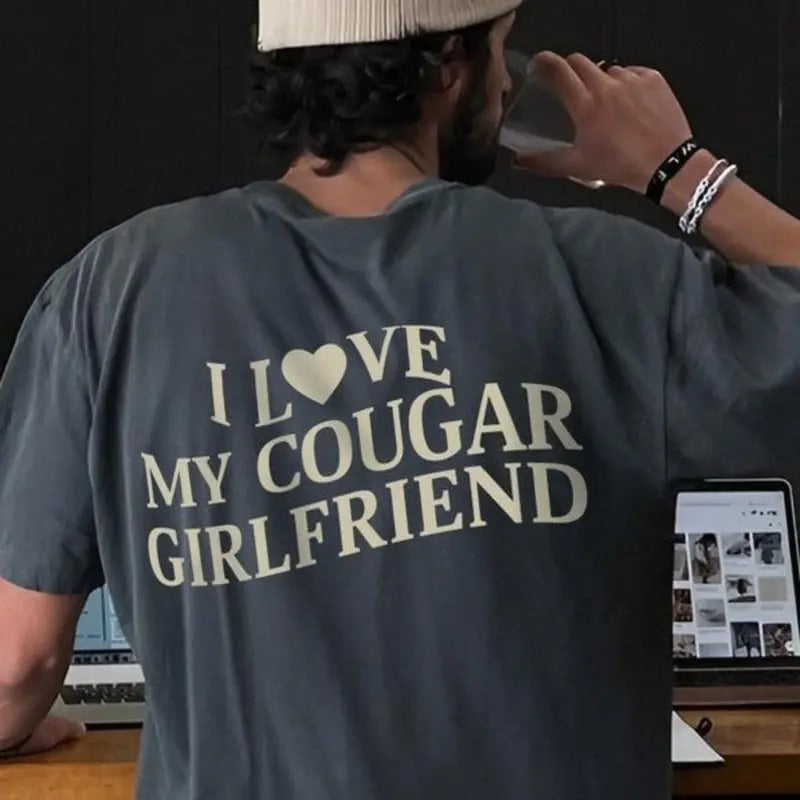 I Love My Cougar Girlfriend Shirt Boyfriend I Love My Girlfriend I Heart My Cougar Valentines Woman Casual Cotton Classic Menswear T-Shirts, Hoodie, Sweatshirt - T-Shirt, Sweatshirt, Hoodie