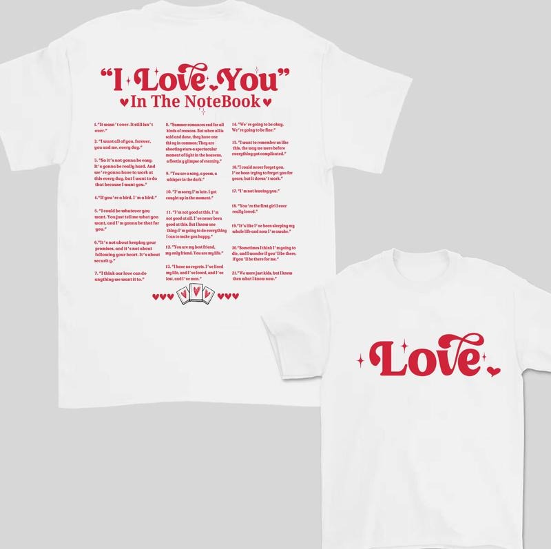 I Love You NoteBook Quotes T Shirt Book Lover Booktok Accessories Bookish Era Reader T-Shirts, Hoodie, Sweatshirt - T-Shirt, Sweatshirt, Hoodie