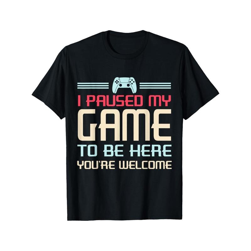 I Paused My Game Be Here" Breathable Cotton Casual Crew Neck Machine Washable Perfect Parents Grandparents & Friends All Seasons Made USA T-Shirts, Hoodie, Sweatshirt - T-Shirt, Sweatshirt, Hoodie