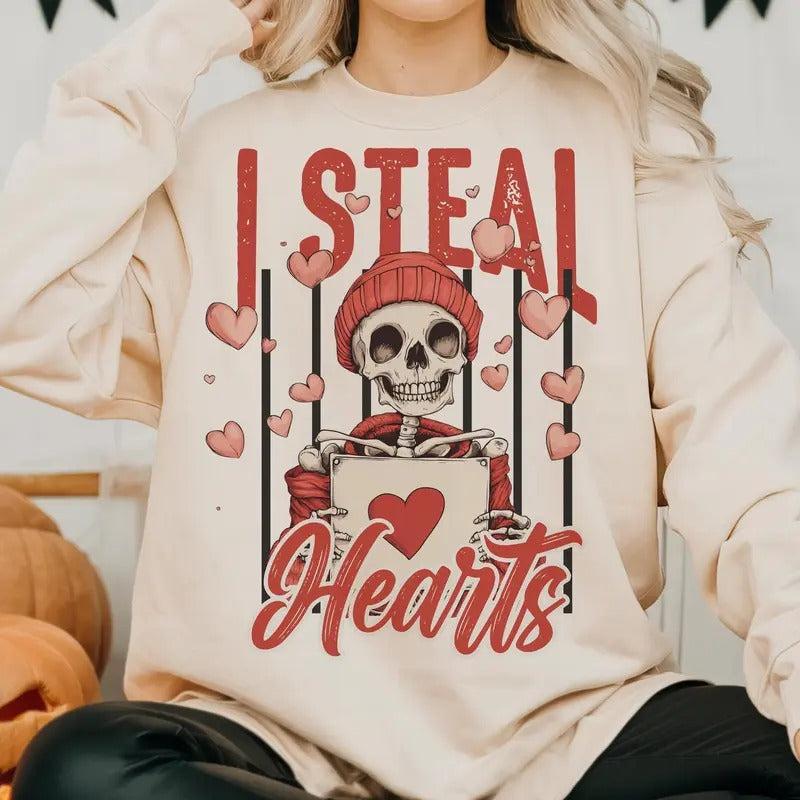 I Steal Hearts Skeleton Valentine Love Valentine Retro Valentine T-Shirts, Hoodie, Sweatshirt - T-Shirt, Sweatshirt, Hoodie