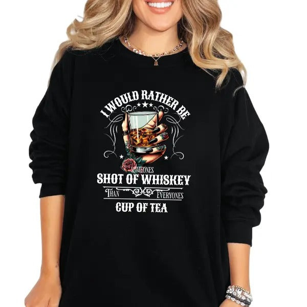 'I'D Rather Be Someone'S Shot Whiskey Than Someone'S Cup Tea' Vintage Grunge Skulls Retro T-Shirts, Hoodie, Sweatshirt - T-Shirt, Sweatshirt, Hoodie