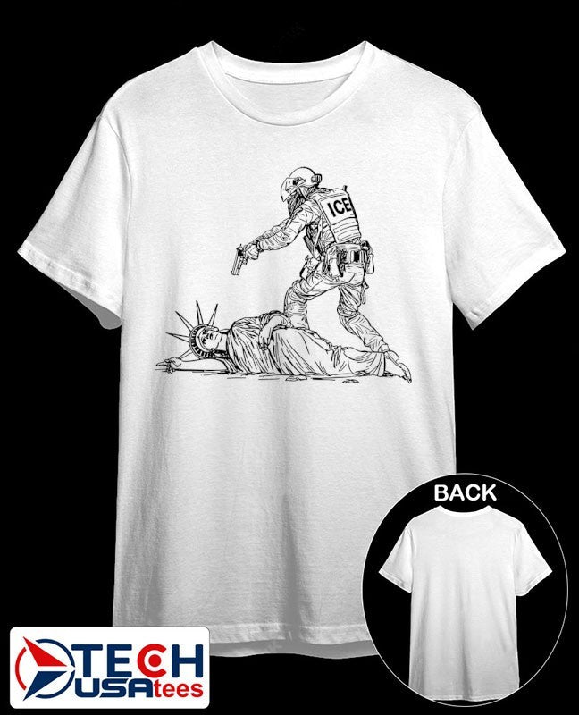 ICE agent assaulting the Statue of Liberty shirt Unisex T-shirt, Sweatshirt, Hoodie, Long Sleeve Tee - T-Shirt, Sweatshirt, Hoodie