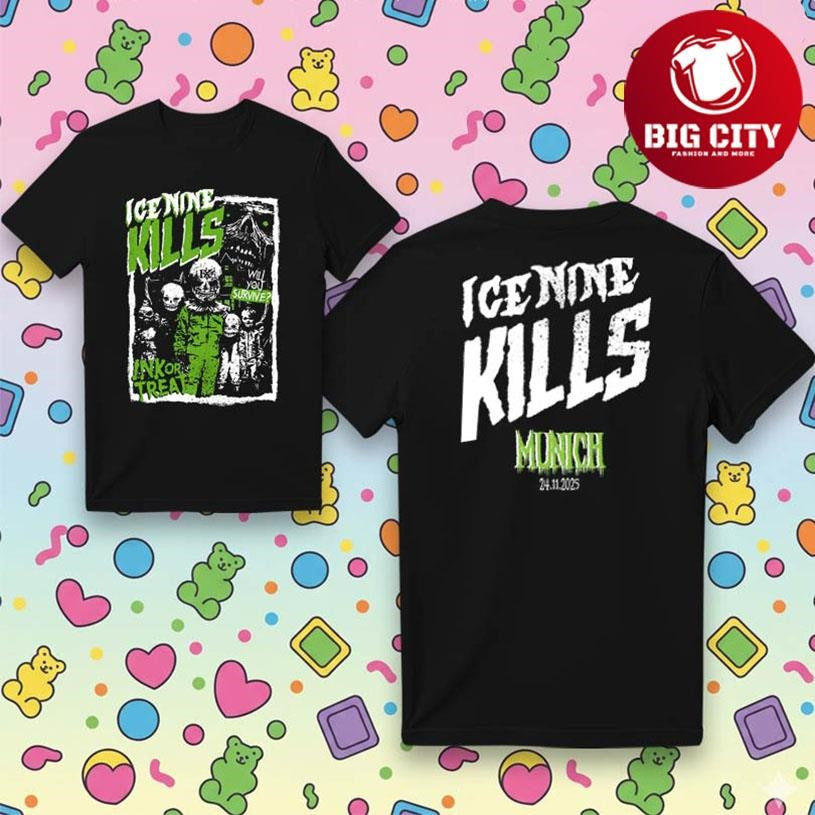 Ice Nine Kills Nov 24 2025 Munich DE Two Sided Shirt Unisex T-shirt, Sweatshirt, Hoodie, Long Sleeve Tee - T-Shirt, Sweatshirt, Hoodie