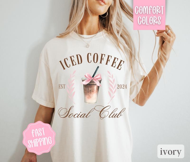 Iced Coffee Social Club Shirt Coquette Coffee Shirt Coffee Weather Shirt Coquette T-Shirts, Hoodie, Sweatshirt - T-Shirt, Sweatshirt, Hoodie