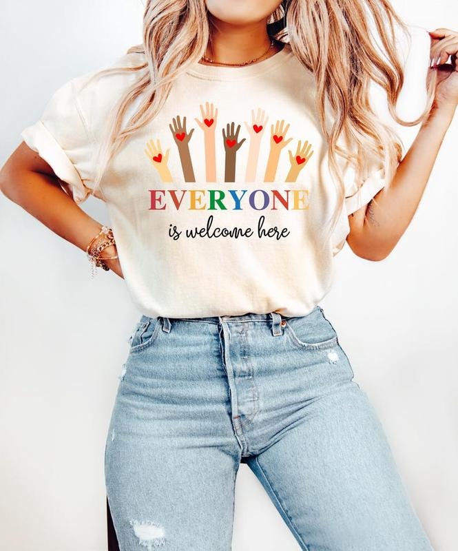Idaho Teacher Shirt Everyone Is Welcome Here Shirts Inclusion Equality T-Shirts, Hoodie, Sweatshirt - T-Shirt, Sweatshirt, Hoodie