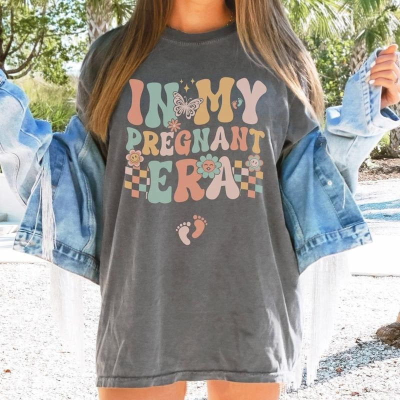 My Pregnant Era Shirt Pregnancy Reveal Comfort Colors Shirt Pregnancy Announcement Shirt Shirt Mom New Mom T-Shirts, Hoodie, Sweatshirt - T-Shirt, Sweatshirt, Hoodie