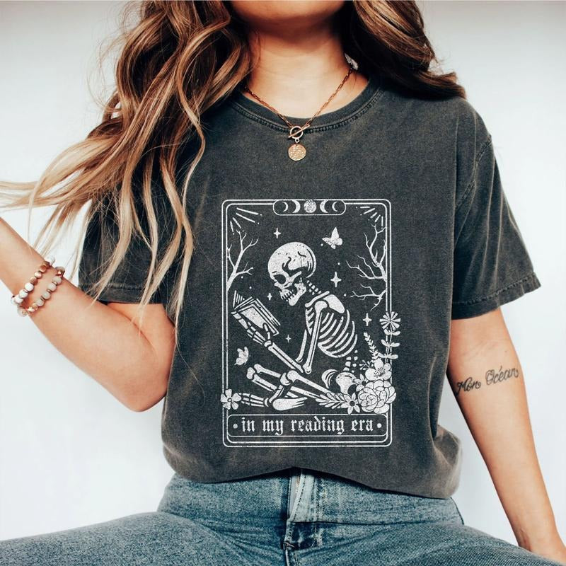 My Reading Era Shirt Skeleton Reading Shirt Book Lover Comfort Shirt Her Book Lover Shirt Librarian Reader Reading Shirt Funny Skeleton Bookworm Shirt Tarot Lover Top T-Shirts, Hoodie, Sweatshirt - T-Shirt, Sweatshirt, Hoodie