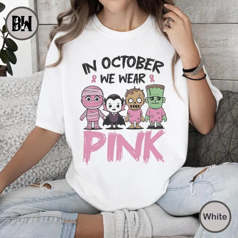October We Pink Ghost Shirt Halloween October We Pink Breast Cancer Awareness Shirt Pink Ribbon Shirt Pink Pumpkin T-Shirts, Hoodie, Sweatshirt - T-Shirt, Sweatshirt, Hoodie