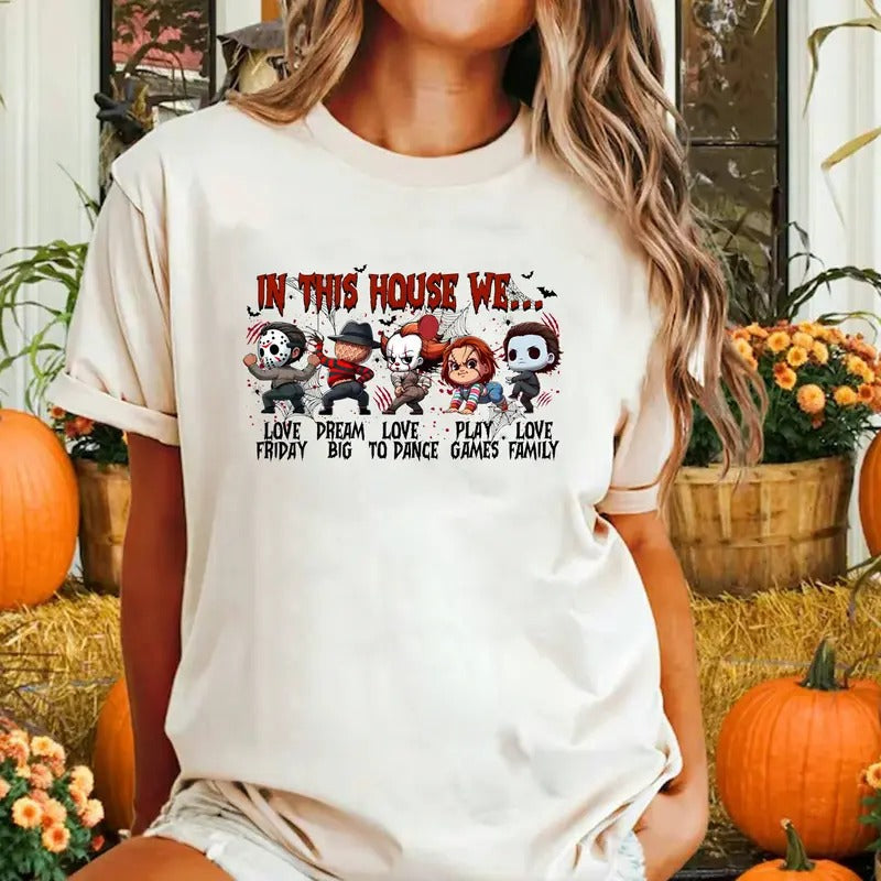 This House We Shirt Funny Halloween Shirt Retro Halloween Shirt Funny Pumpkin Horror Movie Killers Shirt T-Shirts, Hoodie, Sweatshirt - T-Shirt, Sweatshirt, Hoodie