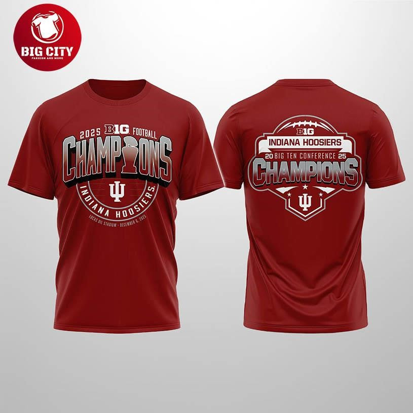Indiana Big Ten Championship 2025 Two Sided Shirt Unisex T-shirt, Sweatshirt, Hoodie, Long Sleeve Tee - T-Shirt, Sweatshirt, Hoodie