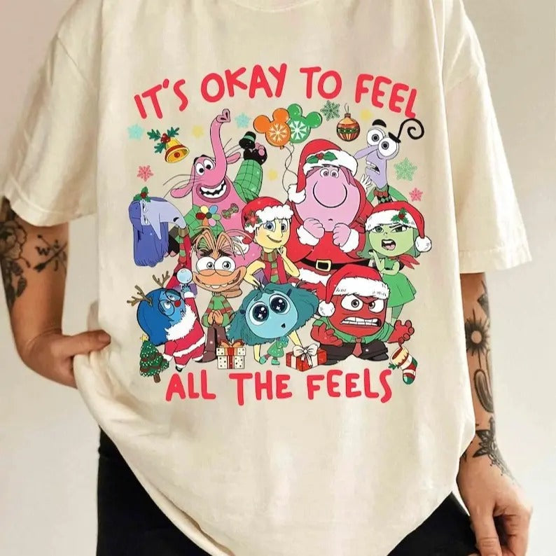 Inside Out 2 Characters 'S Okay Feel All Feels Joy Anxiety Anger Sadness Ennui Matching Shirt T-Shirts, Hoodie, Sweatshirt - T-Shirt, Sweatshirt, Hoodie