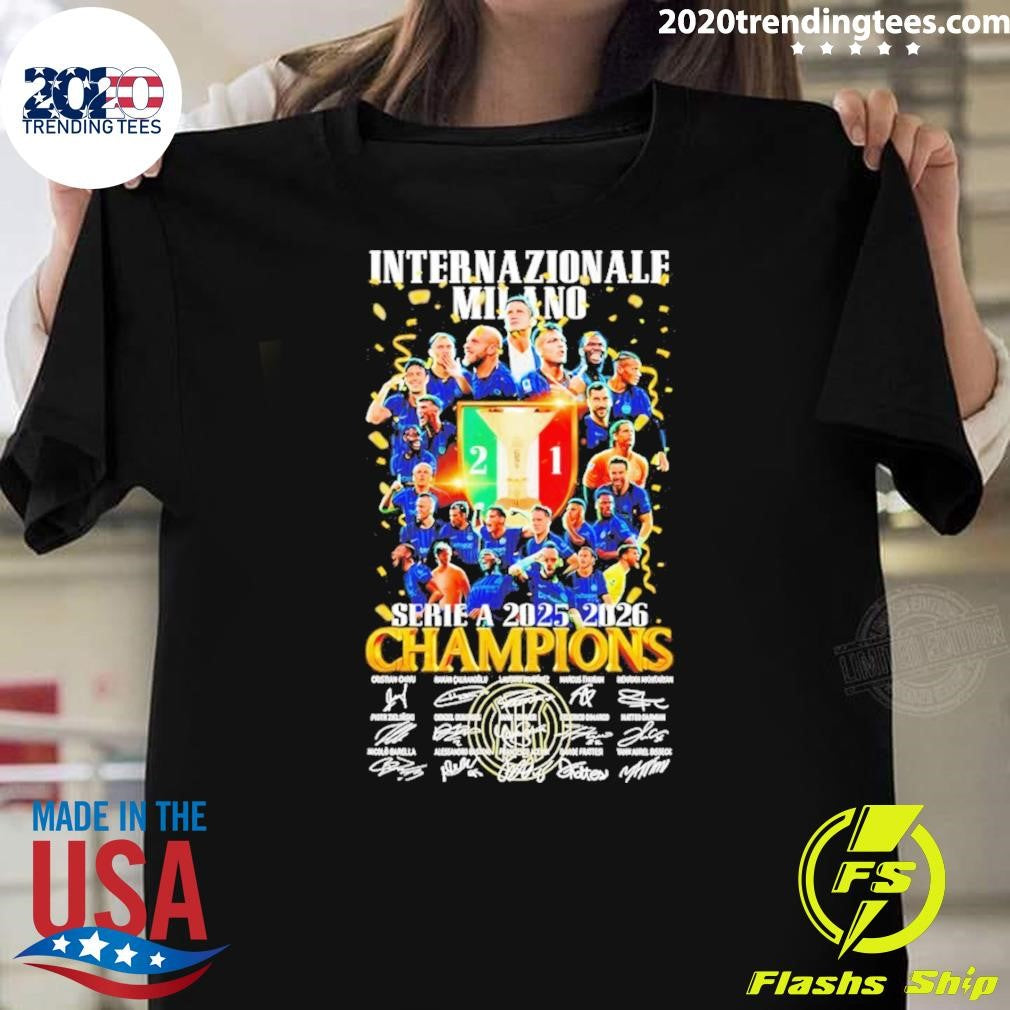 Internazionale Milano Inter Milan Serie A 2025-2026 Champions Signatures Shirt Unisex T-shirt, Sweatshirt, Hoodie, Long Sleeve Tee - T-Shirt, Sweatshirt, Hoodie
