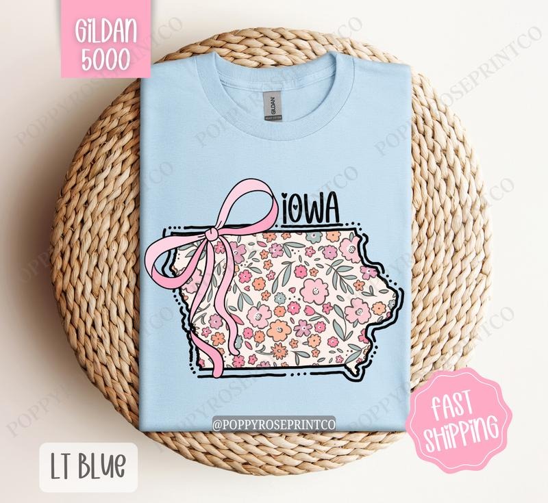 Iowa Gildan Cute Iowa State Shirt Iowa Floral Bow T-Shirts, Hoodie, Sweatshirt - T-Shirt, Sweatshirt, Hoodie