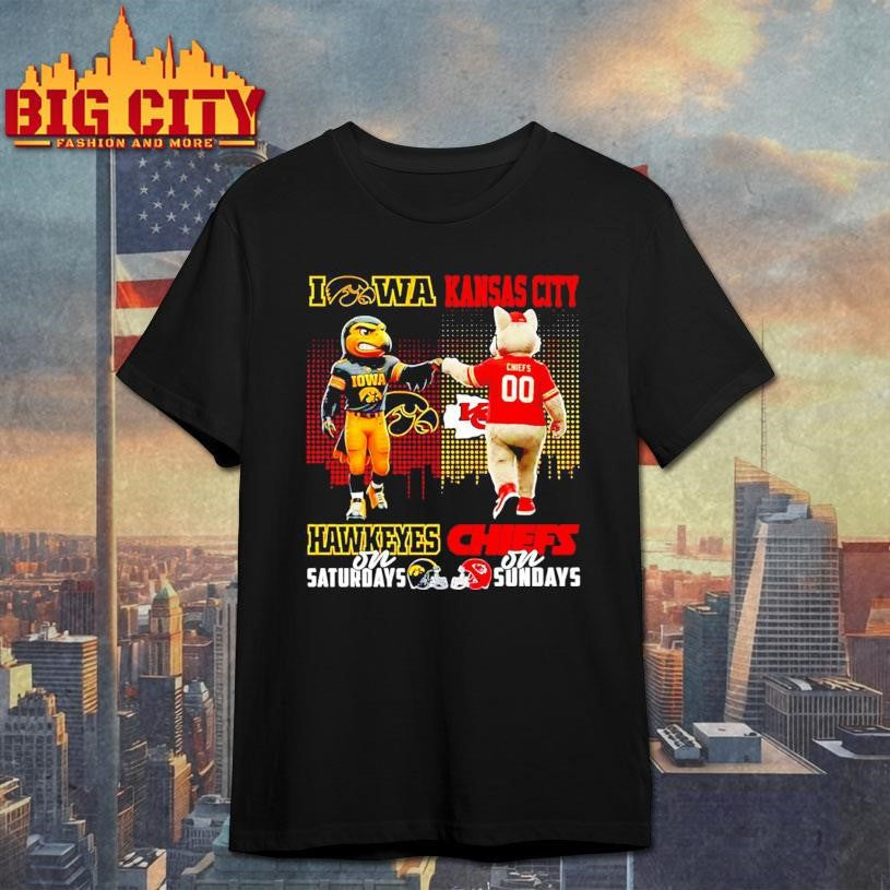 Iowa Hawkeyes on Saturday and Kansas City Chiefs on Sundays mascot Shirt Unisex T-shirt, Sweatshirt, Hoodie, Long Sleeve Tee - T-Shirt, Sweatshirt, Hoodie