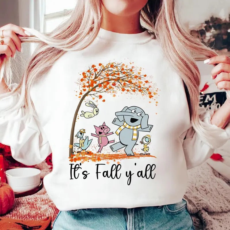 'S Fall Y'All Fall Season Elephant Piggie Shirt Elephant Piggie Fall Book Lover Children'S Books Read More Books T-Shirts, Hoodie, Sweatshirt - T-Shirt, Sweatshirt, Hoodie
