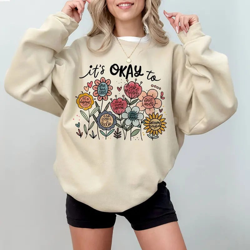 'S Okay Make Mistakes Shirt Mental Health Matters Shirt Motivational Shirt Sped Teacher Teacher Boho Floral T-Shirts, Hoodie, Sweatshirt - T-Shirt, Sweatshirt, Hoodie