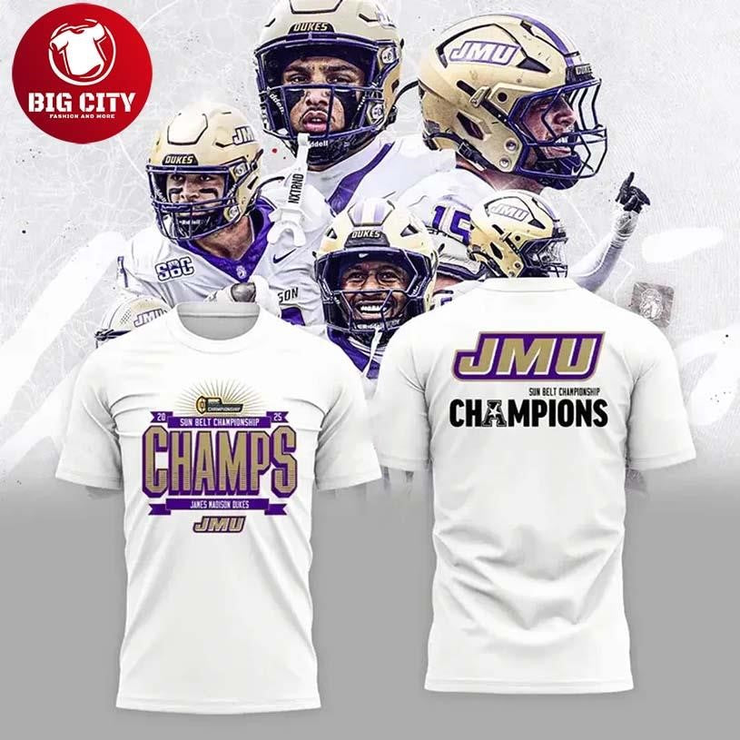 JMU Football Champions 2025 Two Sided Shirt Unisex T-shirt, Sweatshirt, Hoodie, Long Sleeve Tee - T-Shirt, Sweatshirt, Hoodie