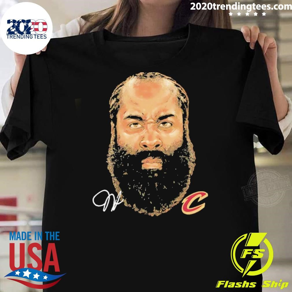 James Harden Cleveland Cavaliers Beard Portrait Signature Shirt Unisex T-shirt, Sweatshirt, Hoodie, Long Sleeve Tee - T-Shirt, Sweatshirt, Hoodie