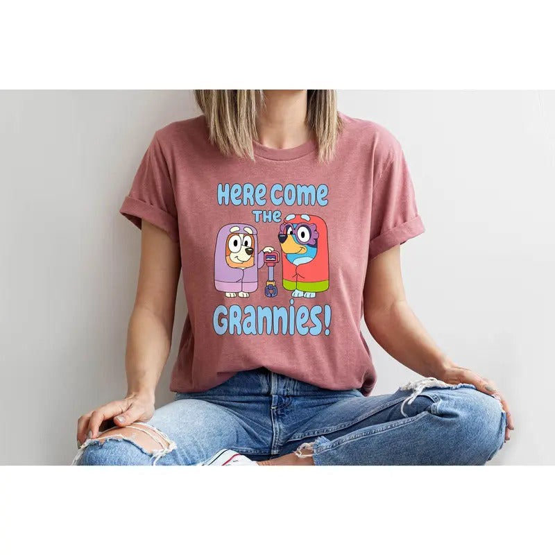 Janet Rita Here Come Grannies Shirt Bluey Family Shirt Funny Grannie Shirt Cartoon Shirt Heeler Family Bluey Shirt T-Shirts, Hoodie, Sweatshirt - T-Shirt, Sweatshirt, Hoodie