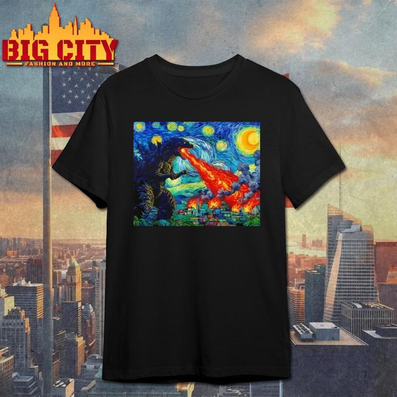 Japanese Monster Kaiju In Van Gogh Starry Night Shirt Unisex T-shirt, Sweatshirt, Hoodie, Long Sleeve Tee - T-Shirt, Sweatshirt, Hoodie