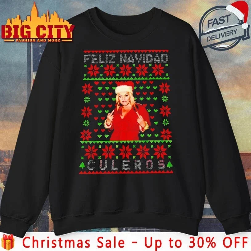 Jenni Rivera Feliz Navidad Culeros ugly christmas shirt Unisex T-shirt, Sweatshirt, Hoodie, Long Sleeve Tee - T-Shirt, Sweatshirt, Hoodie