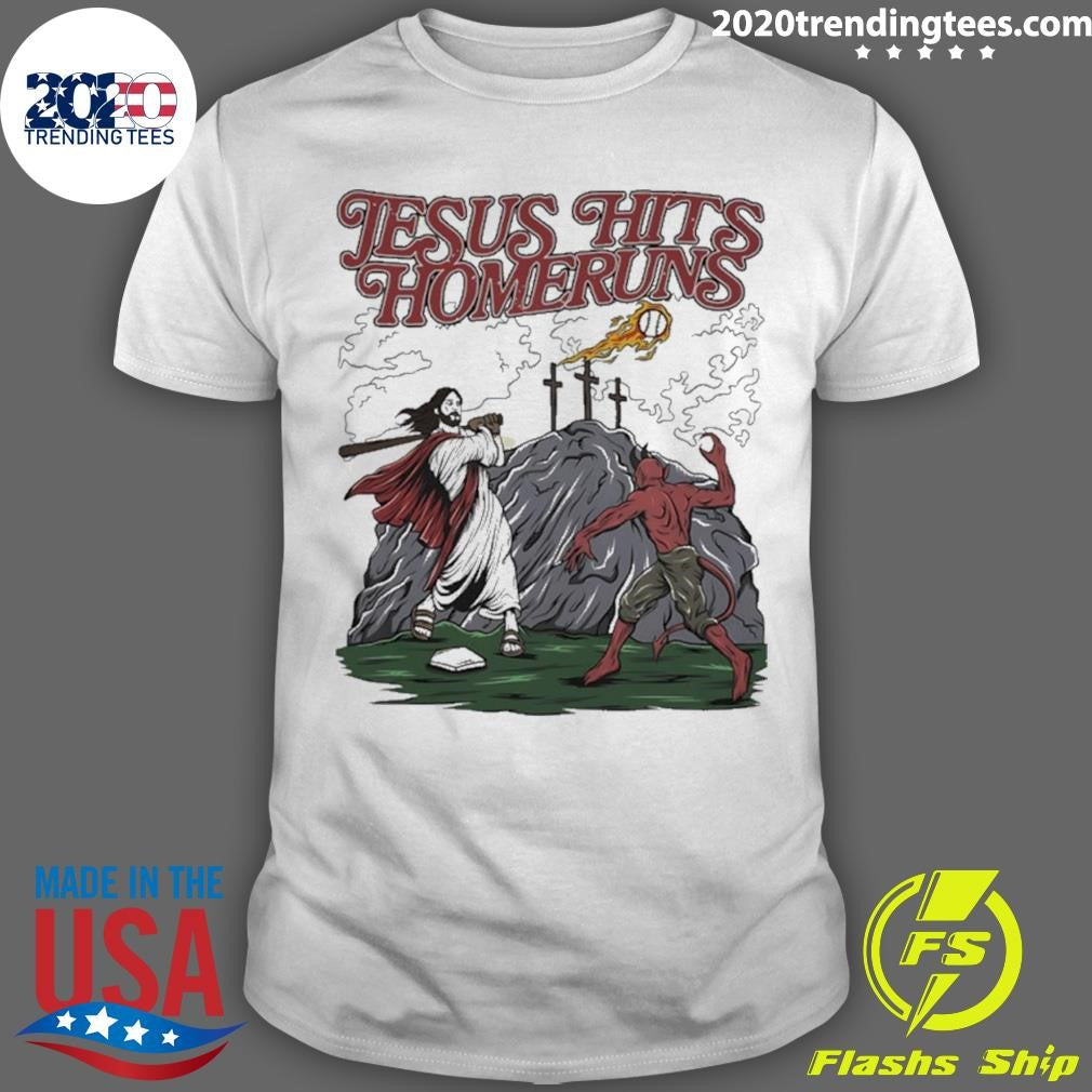 Jesus And Devil Hits Homeruns Shirt Unisex T-shirt, Sweatshirt, Hoodie, Long Sleeve Tee - T-Shirt, Sweatshirt, Hoodie