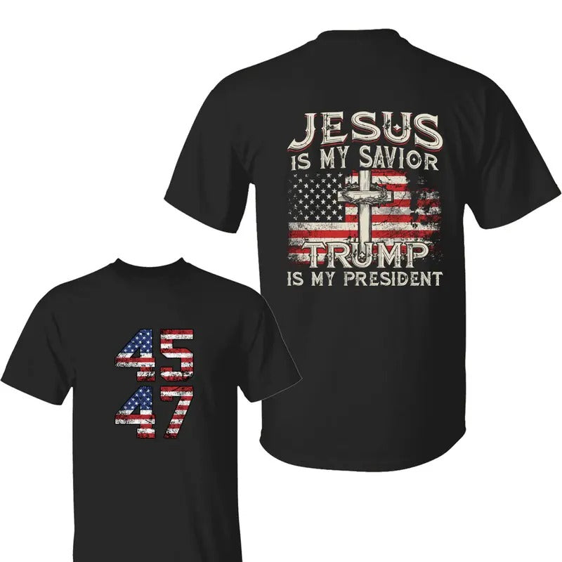 Jesus Is My Savior Trump Is My President American Flag Shirt Trump 2024 Shirt Trum Won 2024 Trum Fans Classic Menswear T-Shirts, Hoodie, Sweatshirt - T-Shirt, Sweatshirt, Hoodie