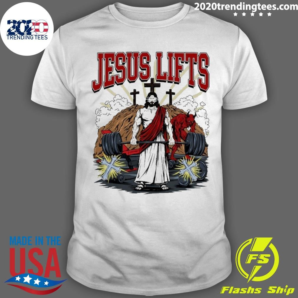 Jesus Lifts Gym Comic Style Shirt Unisex T-shirt, Sweatshirt, Hoodie, Long Sleeve Tee - T-Shirt, Sweatshirt, Hoodie