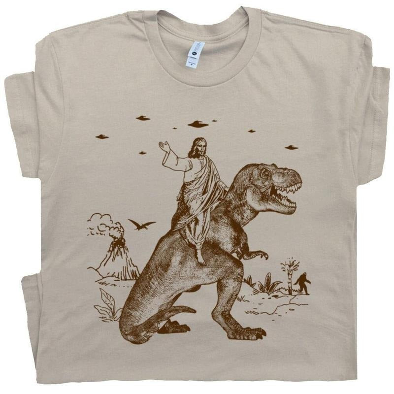 Jesus Riding Dinosaur UFO Funny Offensive Cool Crazy Shirts T-Shirts, Hoodie, Sweatshirt - T-Shirt, Sweatshirt, Hoodie