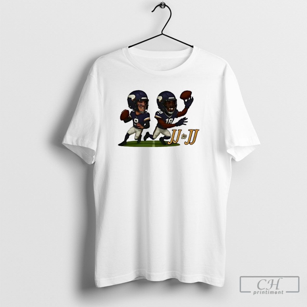 Jj Mccarthy And Justin Jefferson Minnesota Vikings Caricature Shirt Sweater Unisex T-shirt, Sweatshirt, Hoodie, Long Sleeve Tee - T-Shirt, Sweatshirt, Hoodie