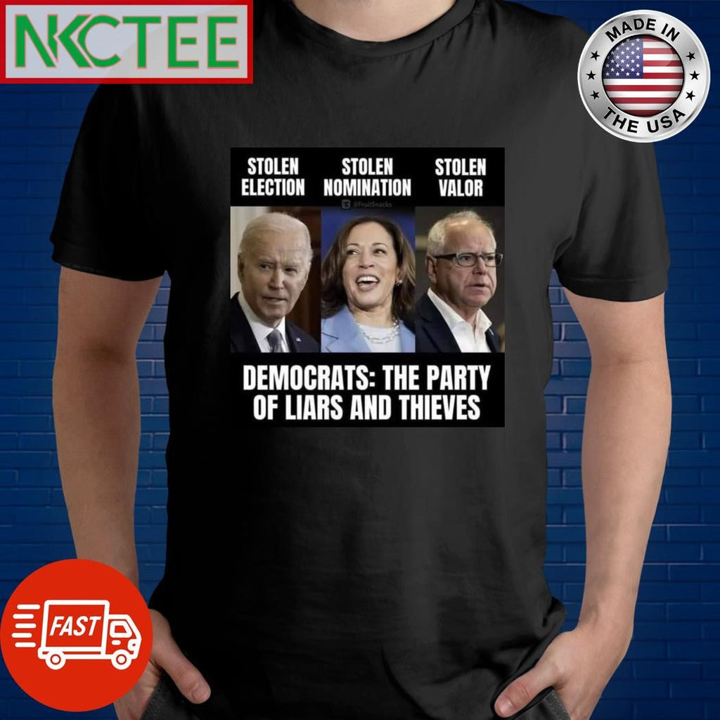 Joe Biden stolen election Kamala Harris stolen nomination Tim Walz stolen valor shirt Unisex T-shirt, Sweatshirt, Hoodie, Long Sleeve Tee - T-Shirt, Sweatshirt, Hoodie