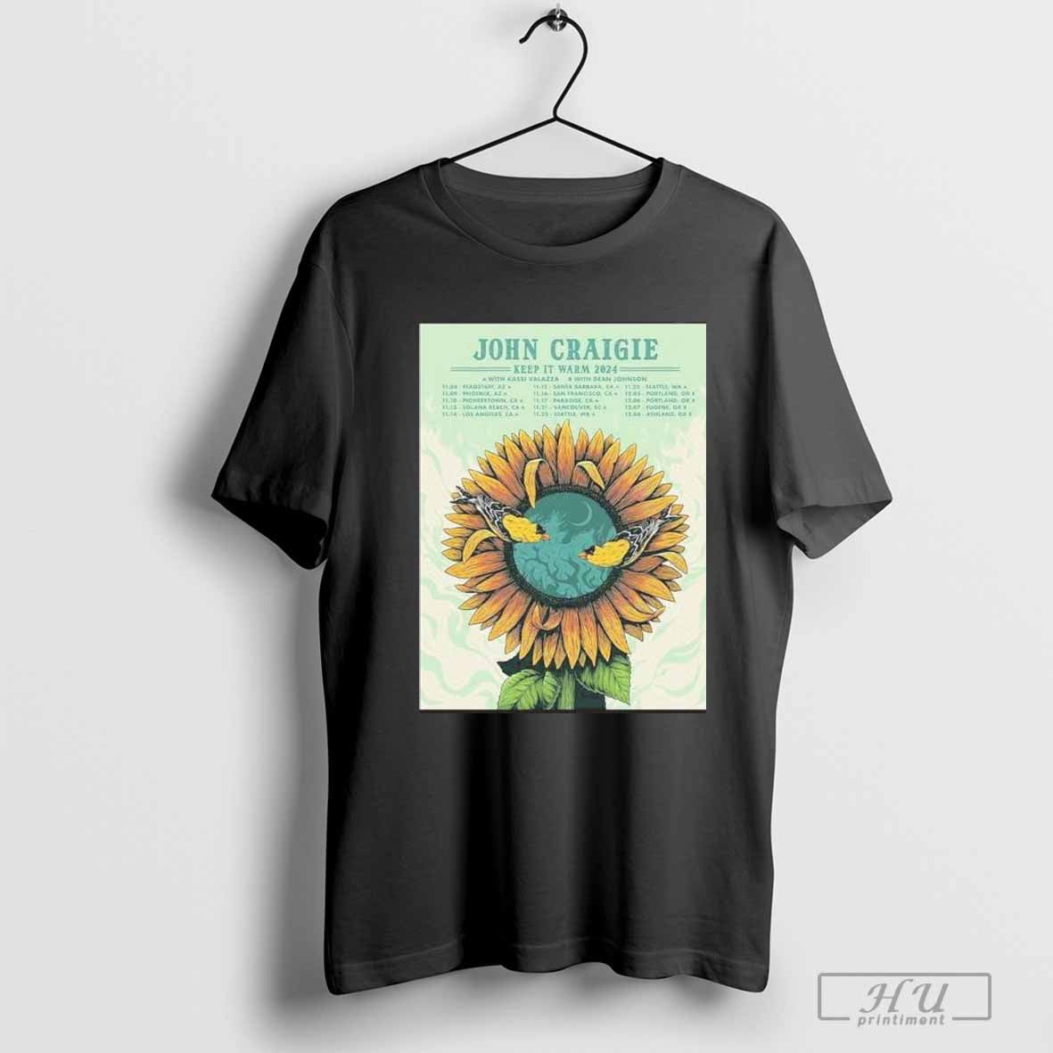 John Craigie Keep It Warm 2024 Tour With Full Tour Dates Sun Flower Art Unisex T-shirt, Sweatshirt, Hoodie, Long Sleeve Tee - T-Shirt, Sweatshirt, Hoodie