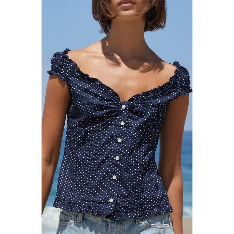 John Galt Blue Polka Dot Elena Top T-Shirts, Hoodie, Sweatshirt - T-Shirt, Sweatshirt, Hoodie