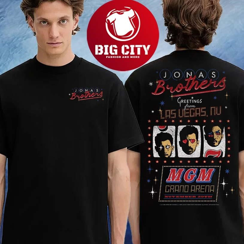 Jonas Brothers Las Vegas Gretings From At MGM Grand Arena In Las Vegas NV On November 29th 2025 Two Sided Shirt - T-Shirt, Sweatshirt, Hoodie