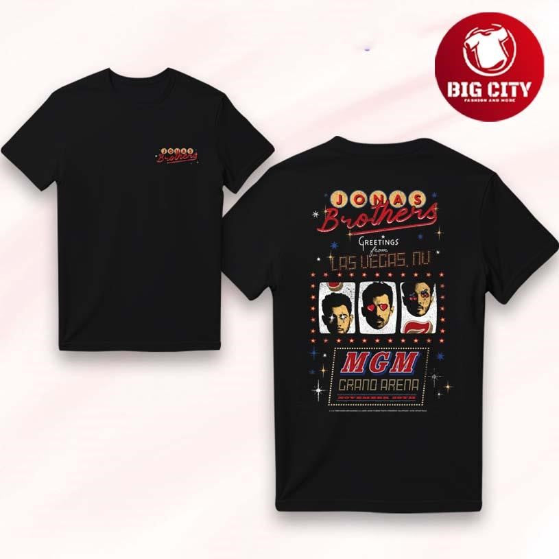 Jonas Brothers MGM Grand Garden Arena Las Vegas Nov 29 2025 Two Sided Shirt Unisex T-shirt, Sweatshirt, Hoodie, Long Sleeve Tee - T-Shirt, Sweatshirt, Hoodie