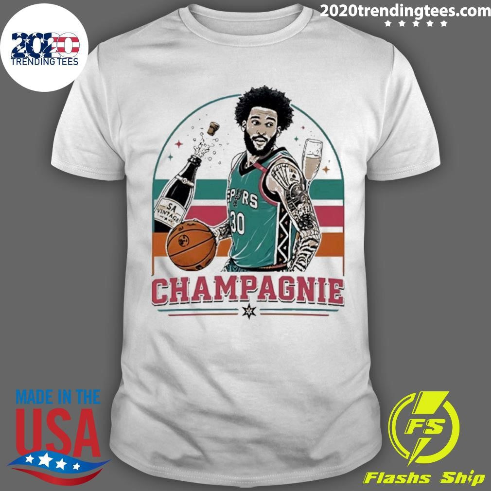 Julian Champagnie Champagne San Antonio Spurs Shirt Unisex T-shirt, Sweatshirt, Hoodie, Long Sleeve Tee - T-Shirt, Sweatshirt, Hoodie