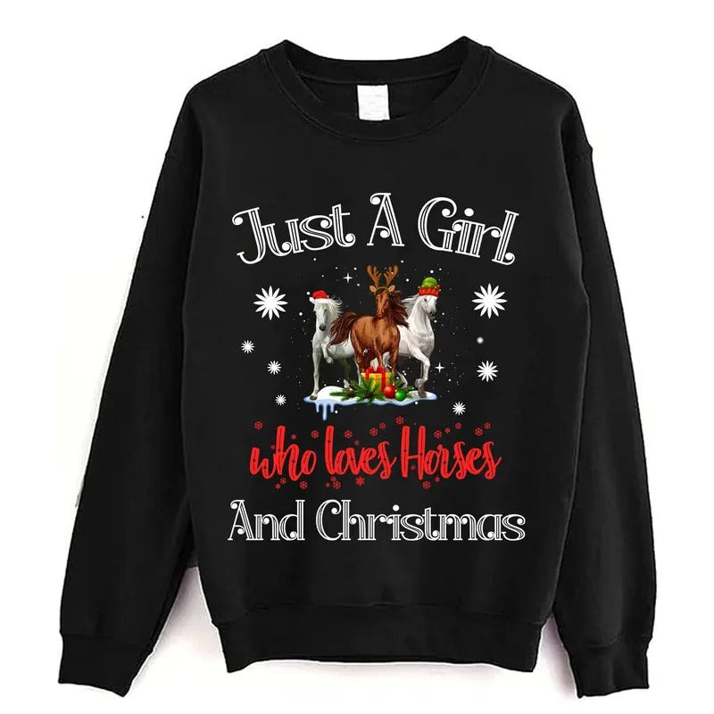 Just Girl Who Loves Horses Horse Horse Horse Tree Light Cute Horse T-Shirts, Hoodie, Sweatshirt - T-Shirt, Sweatshirt, Hoodie