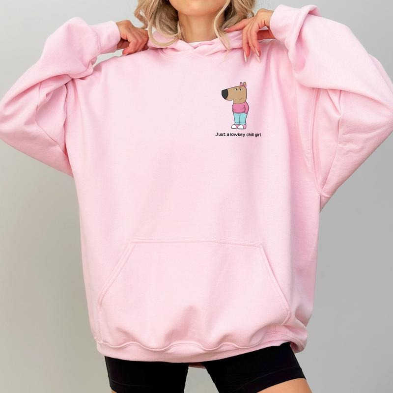 Just Lowkey Chill Girl Funny Dog Meme Girly Coquette Bow Dog Chill Girl Cotton Casual Womenswear T-Shirts, Hoodie, Sweatshirt - T-Shirt, Sweatshirt, Hoodie