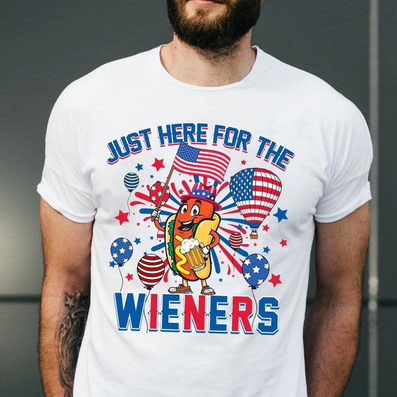 Just Here Wieners Shirt 4th July Funny Hot Dog Shirt Independence Day Shirt Retro 4th July America Patriotic Shirt T-Shirts, Hoodie, Sweatshirt - T-Shirt, Sweatshirt, Hoodie