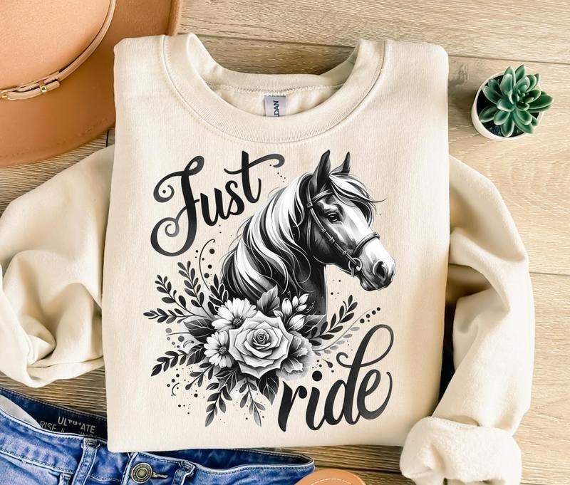 Just Ride Png Horse Png Flowers Png Just Ride Sublimation Png Horse Sublimation Vintage Png Png T-Shirts, Hoodie, Sweatshirt - T-Shirt, Sweatshirt, Hoodie