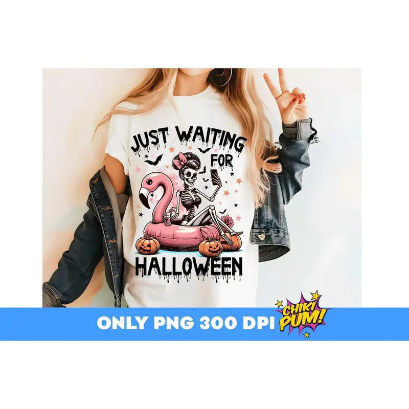 Just Waiting Halloween Funny Skeleton Vintage Halloween Female Skeleton Halloween Trending Halloween T-Shirts, Hoodie, Sweatshirt - T-Shirt, Sweatshirt, Hoodie