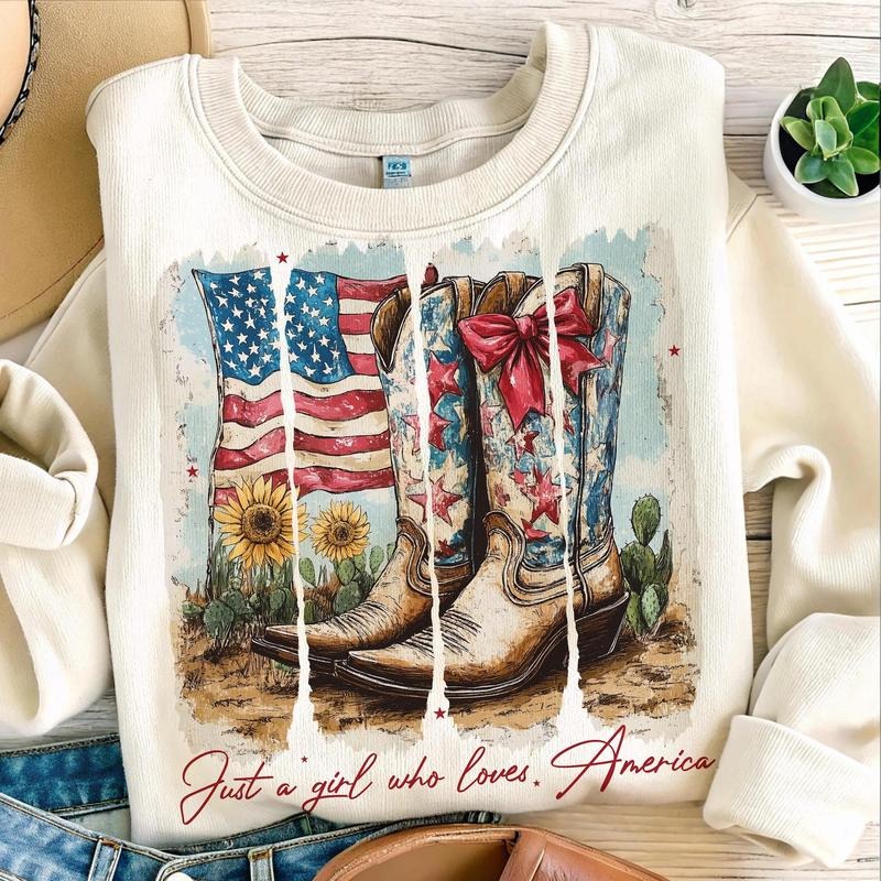 Just Girl Who Loves America Shirt America Western Shirt 4th July Shirt Cowgirl Usa 4th July USA Memorial Day Popular Now T-Shirts, Hoodie, Sweatshirt - T-Shirt, Sweatshirt, Hoodie