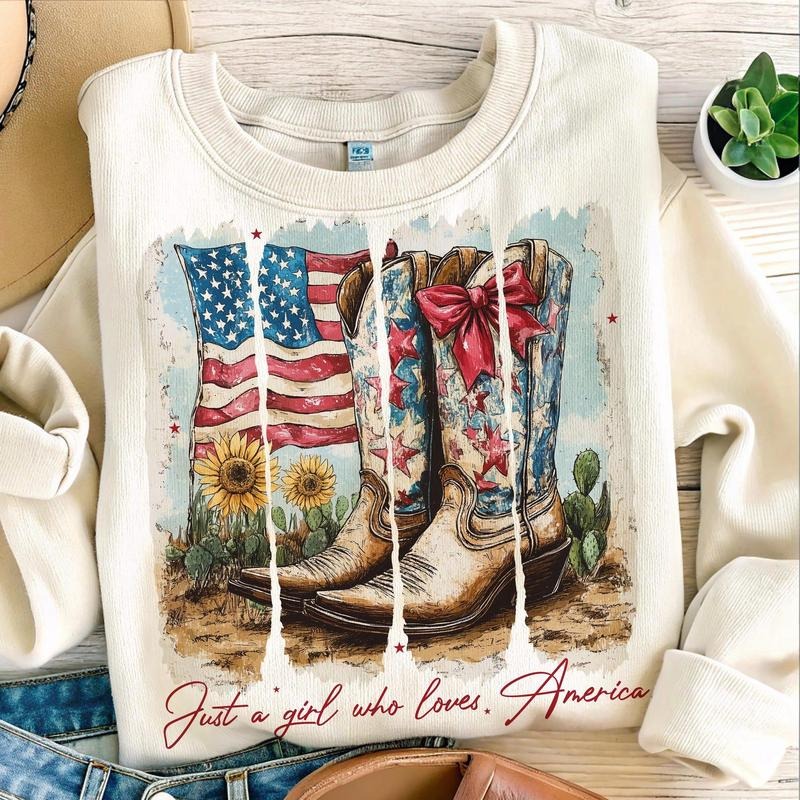 Just Girl Who Loves America Shirt America Western Shirt 4th July Cowgirl Usa 4th July Usa Memorial Day Popular Now T-Shirts, Hoodie, Sweatshirt - T-Shirt, Sweatshirt, Hoodie
