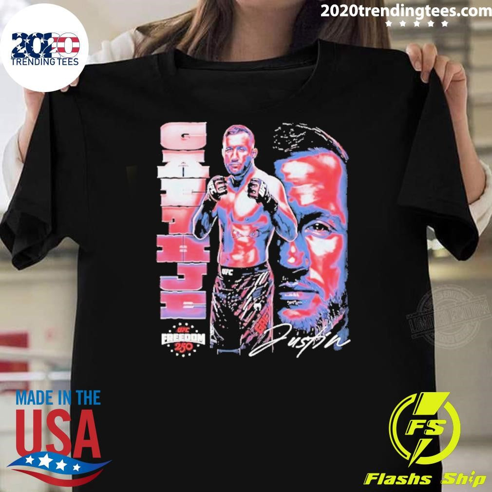 Justin Gaethje Ufc Vertical Name Shirt Unisex T-shirt, Sweatshirt, Hoodie, Long Sleeve Tee - T-Shirt, Sweatshirt, Hoodie